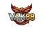 โลโก้ VAK88 ตัวอักษร VAK สีเงินเมทัลลิกขอบดำ ต่อด้วยเลข 88 สีทองขัดเงา ด้านหลังเป็นนกฟีนิกซ์กางปีกสีแดงเข้มไล่เฉดทอง